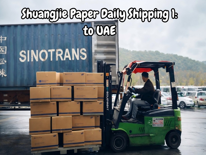 Shuangjie Paper spedisce container pieni di tovaglioli airlaid negli Emirati Arabi Uniti dal porto di Ningbo