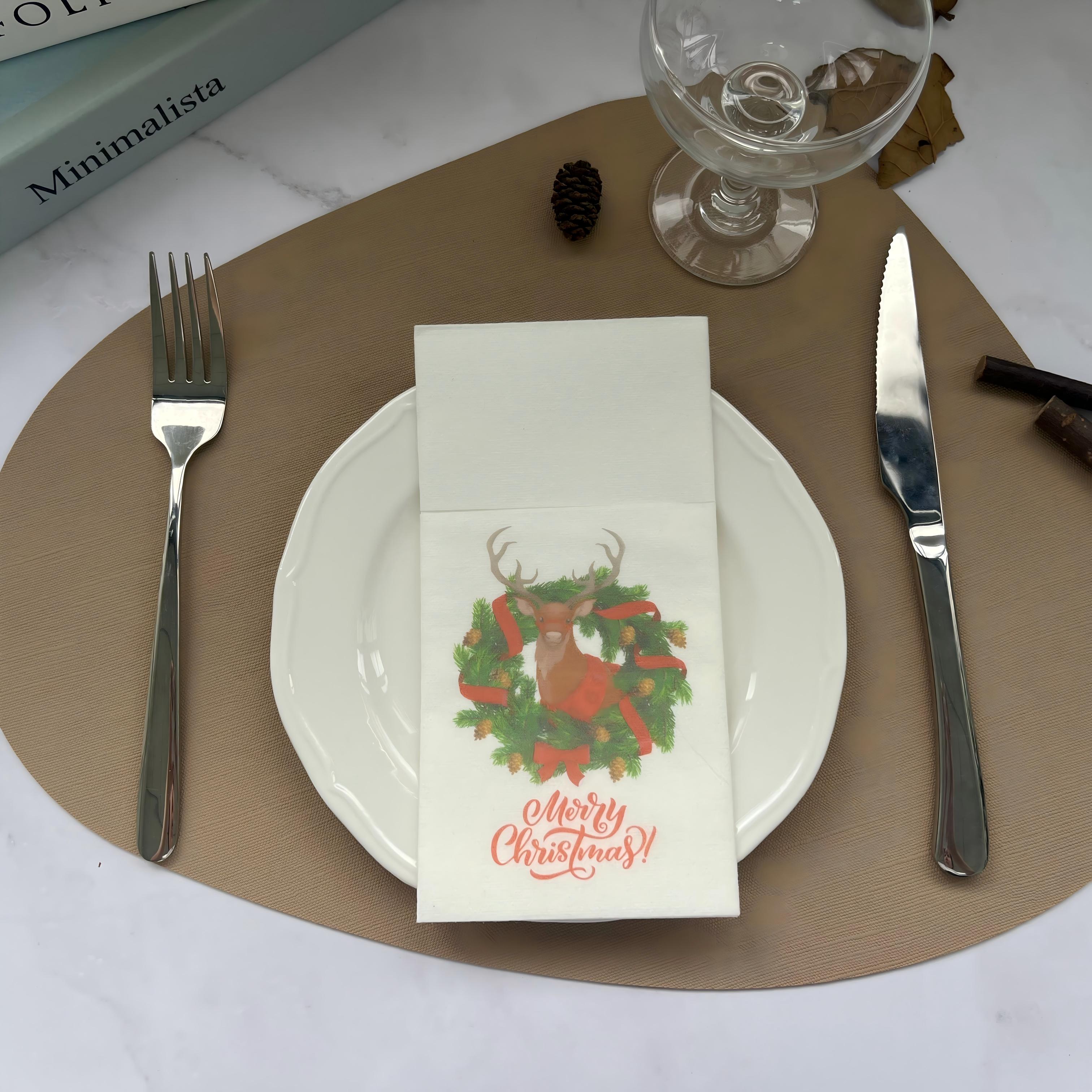 Tovaglioli Airlaid per cena con design di stampa personalizzata di Buon Natale